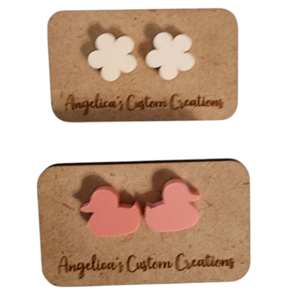 Whimsical Mix Acrylic Stud Earrings - 2 Pair